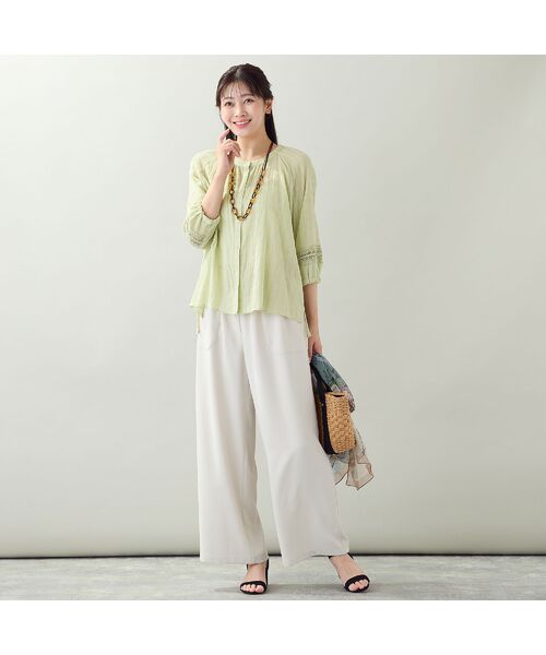 missel / ミゼール シャツ・ブラウス | 【EC＆一部店舗限定・洗える・3Lサイズあり】シャーリングストライプブラウス | 詳細15