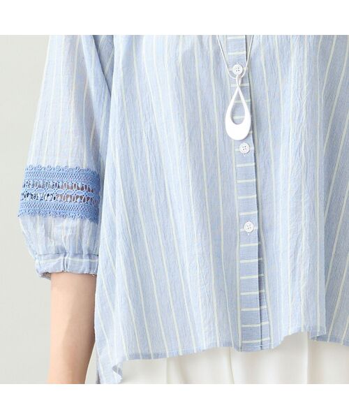 missel / ミゼール シャツ・ブラウス | 【洗える・3Lサイズあり】シャーリングストライプブラウス | 詳細10