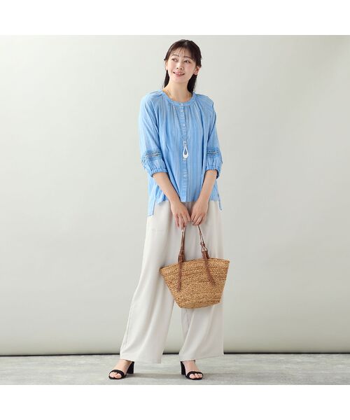 missel / ミゼール シャツ・ブラウス | 【EC＆一部店舗限定・洗える・3Lサイズあり】シャーリングストライプブラウス | 詳細6