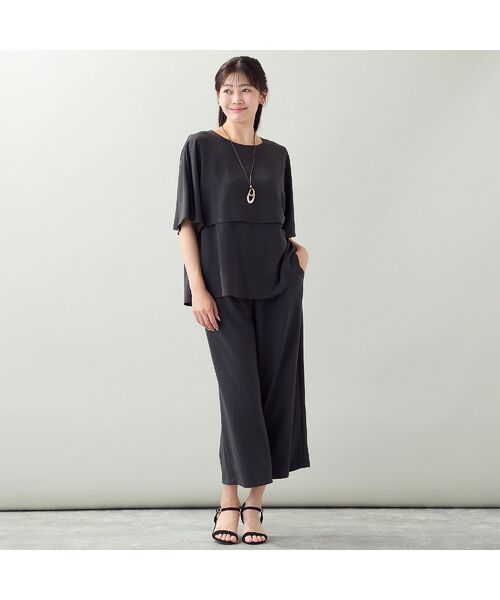 missel / ミゼール ショート・ハーフ・半端丈パンツ | 【洗える・ストレッチ・セットアップ可・L~4Lサイズ】ワイドクロップドパンツ | 詳細6