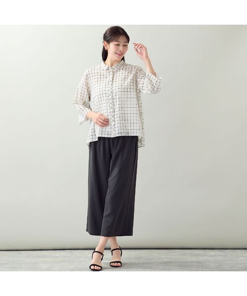 missel / ミゼール ショート・ハーフ・半端丈パンツ | 【洗える・ストレッチ・セットアップ可・L~4Lサイズ】ワイドクロップドパンツ | 詳細7