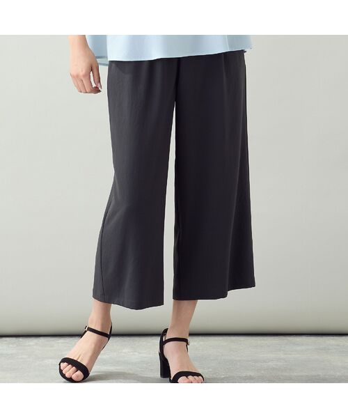 missel / ミゼール ショート・ハーフ・半端丈パンツ | 【洗える・ストレッチ・セットアップ可・L~4Lサイズ】ワイドクロップドパンツ(グレー)
