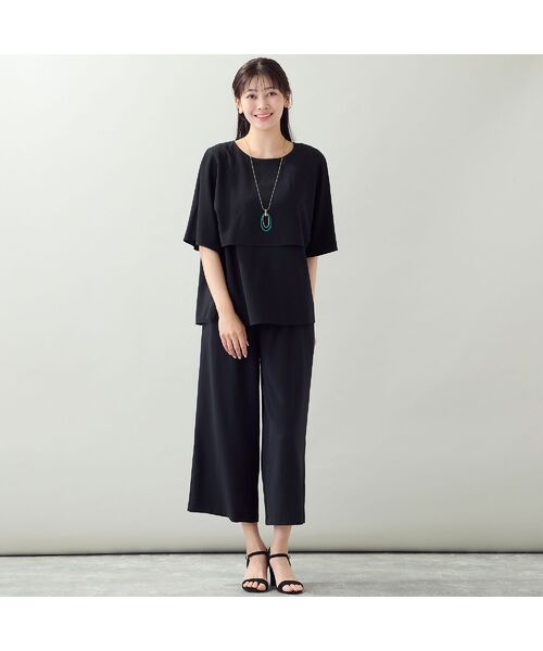 missel / ミゼール ショート・ハーフ・半端丈パンツ | 【洗える・ストレッチ・セットアップ可・L~4Lサイズ】ワイドクロップドパンツ | 詳細13