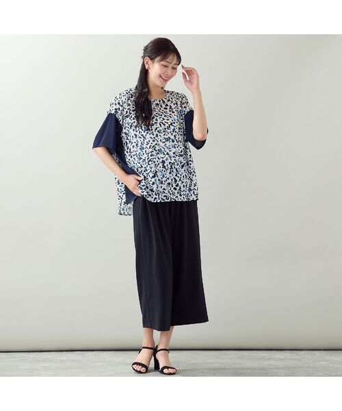 missel / ミゼール ショート・ハーフ・半端丈パンツ | 【洗える・ストレッチ・セットアップ可・L~4Lサイズ】ワイドクロップドパンツ | 詳細15