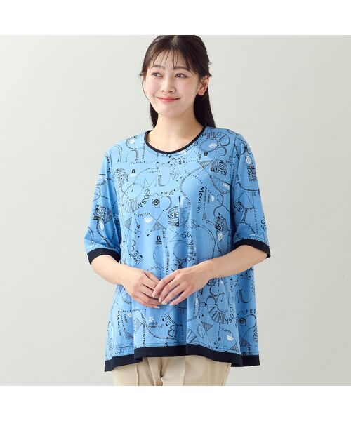 missel / ミゼール カットソー | 【EC＆一部店舗限定・洗える・L～3Lサイズ】地図柄コットンTシャツ（ブルー）