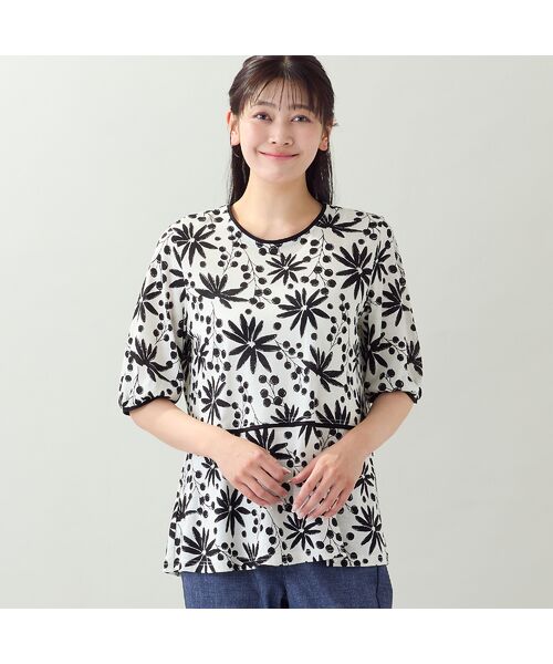 missel / ミゼール カットソー | 【EC&一部店舗限定・洗える・L~4Lサイズ】花と木の実柄カットソー | 詳細1
