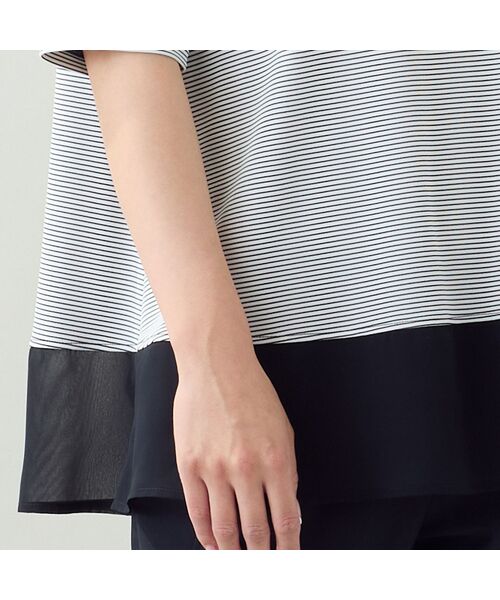 missel / ミゼール カットソー | 【洗える・日本製・L~4Lサイズ】ヘムシフォンAラインボーダーTシャツ | 詳細4