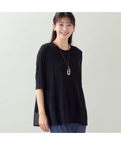 missel / ミゼール カットソー | 【限定カラーあり・洗える・日本製・L～4Lサイズ】ヘムシフォンAラインTシャツ