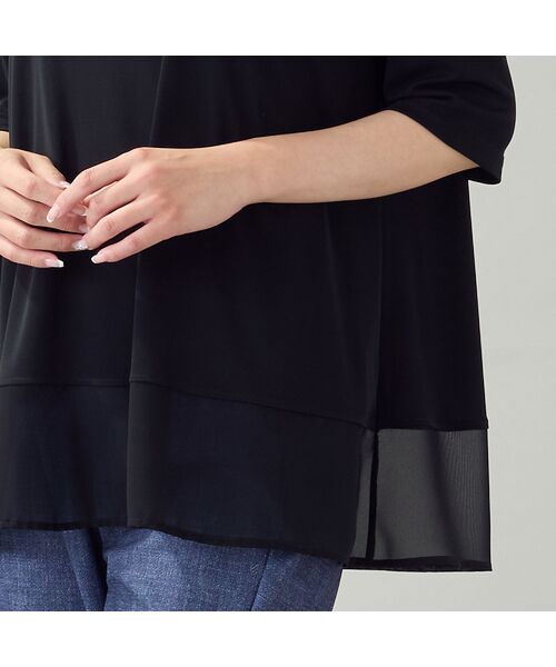 missel / ミゼール カットソー | 【限定カラーあり・洗える・日本製・L~4Lサイズ】ヘムシフォンAラインTシャツ | 詳細2