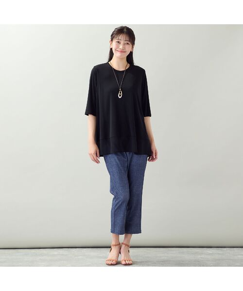 missel / ミゼール カットソー | 【限定カラーあり・洗える・日本製・L~4Lサイズ】ヘムシフォンAラインTシャツ | 詳細4