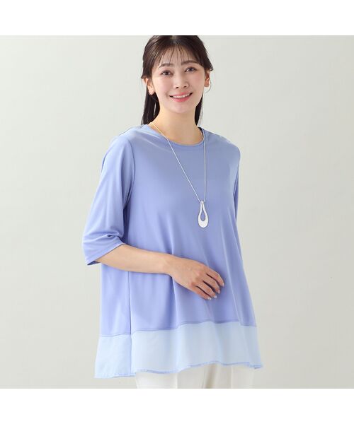 missel / ミゼール カットソー | 【限定カラーあり・洗える・日本製・L~4Lサイズ】ヘムシフォンAラインTシャツ | 詳細10