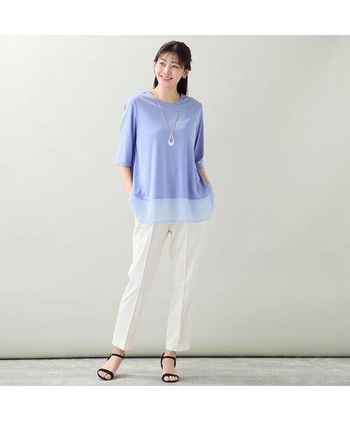 missel / ミゼール カットソー | 【限定カラーあり・洗える・日本製・L~4Lサイズ】ヘムシフォンAラインTシャツ | 詳細13