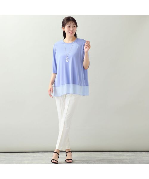 missel / ミゼール カットソー | 【限定カラーあり・洗える・日本製・L~4Lサイズ】ヘムシフォンAラインTシャツ | 詳細14