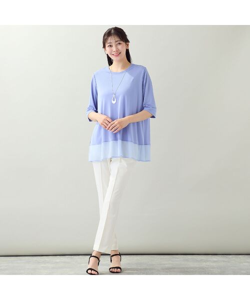 missel / ミゼール カットソー | 【限定カラーあり・洗える・日本製・L~4Lサイズ】ヘムシフォンAラインTシャツ | 詳細15