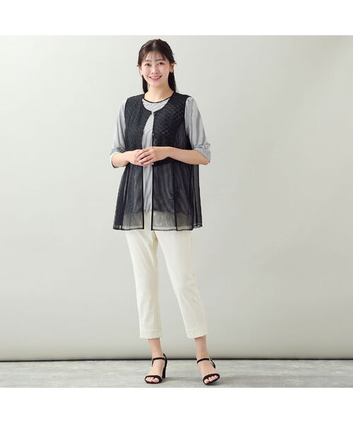 missel / ミゼール カットソー | 【洗える・日本製・L~4Lサイズ】お花刺繍入りボーダーTシャツ | 詳細8