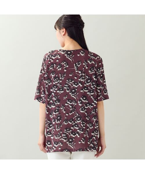 missel / ミゼール カットソー | 【洗える・L～3Lサイズ】シルエットフラワーTシャツ | 詳細1