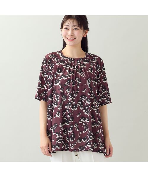 missel / ミゼール カットソー | 【洗える・L～3Lサイズ】シルエットフラワーTシャツ | 詳細2