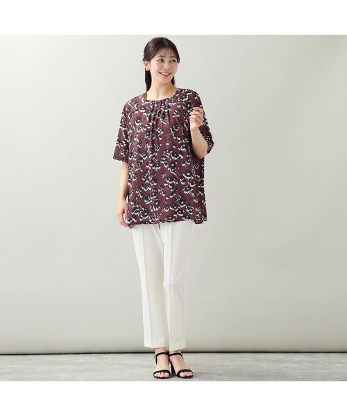 missel / ミゼール カットソー | 【洗える・L～3Lサイズ】シルエットフラワーTシャツ | 詳細7