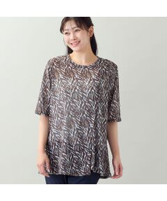 missel / ミゼール カットソー | 【洗える・L～4Lサイズ】ゼブラ柄アシンメトリーTシャツ