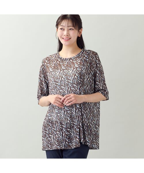 missel / ミゼール カットソー | 【洗える・L~4Lサイズ】ゼブラ柄アシンメトリーTシャツ | 詳細2
