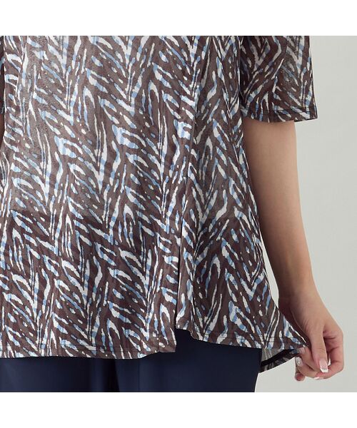 missel / ミゼール カットソー | 【洗える・L~4Lサイズ】ゼブラ柄アシンメトリーTシャツ | 詳細4