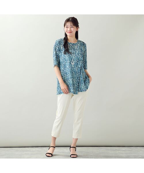 missel / ミゼール カットソー | 【洗える・L~4Lサイズ】ゼブラ柄アシンメトリーTシャツ | 詳細13