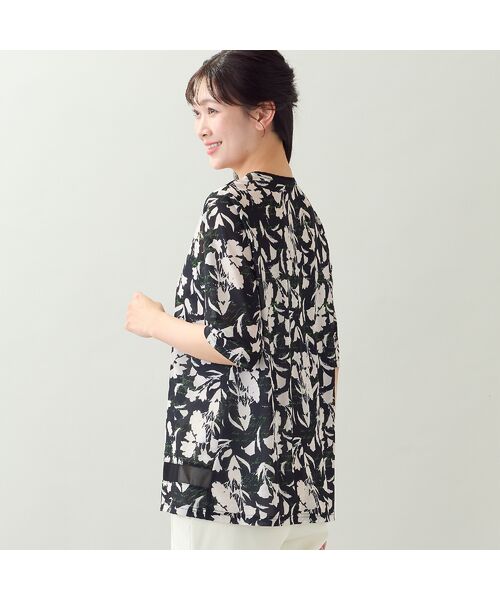 missel / ミゼール カットソー | 【洗える・日本製・L~4Lサイズ】シルエットフラワー チュールカットソー | 詳細10