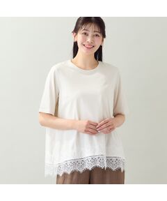 missel / ミゼール カットソー | 【洗える・L～4Lサイズ】レースヘムTシャツ