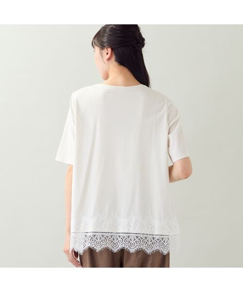 missel / ミゼール カットソー | 【洗える・L~4Lサイズ】レースヘムTシャツ | 詳細1