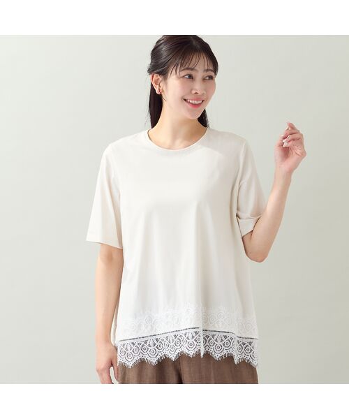 missel / ミゼール カットソー | 【洗える・L~4Lサイズ】レースヘムTシャツ | 詳細2