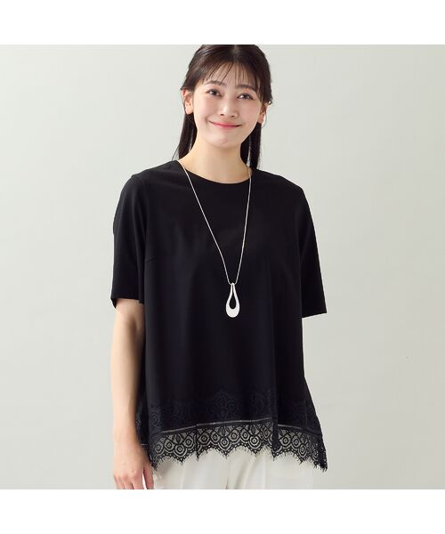 missel / ミゼール カットソー | 【洗える・L~4Lサイズ】レースヘムTシャツ | 詳細13