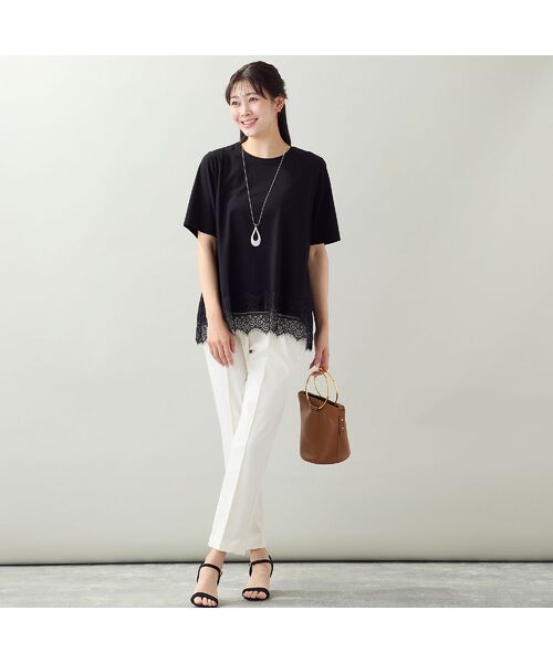 missel / ミゼール カットソー | 【洗える・L~4Lサイズ】レースヘムTシャツ | 詳細16