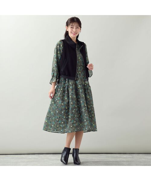missel / ミゼール ミニ丈・ひざ丈ワンピース | 【洗える・3Lサイズあり】花柄ティアードワンピース | 詳細15