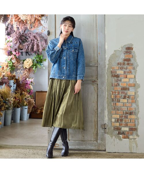missel / ミゼール ミニ丈・ひざ丈ワンピース | 【体型カバー・M～3Lサイズ】シャイニー割繊コンビワンピース | 詳細15