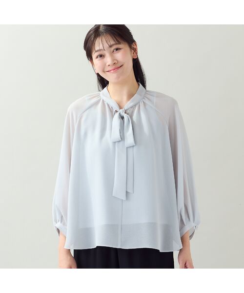 missel / ミゼール シャツ・ブラウス | 【洗える・セットアップ可・L～4Lサイズ】ジョーゼットボウタイブラウス | 詳細2