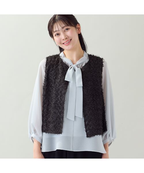 missel / ミゼール シャツ・ブラウス | 【洗える・セットアップ可・L～4Lサイズ】ジョーゼットボウタイブラウス | 詳細7