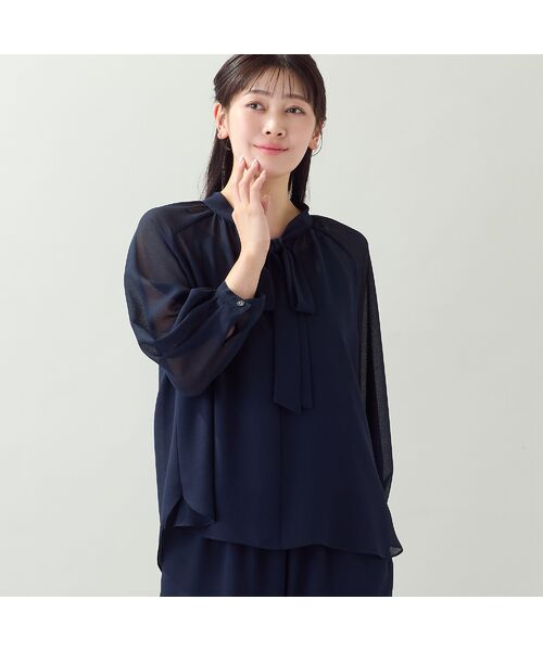missel / ミゼール シャツ・ブラウス | 【洗える・セットアップ可・L～4Lサイズ】ジョーゼットボウタイブラウス | 詳細11