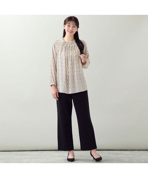 missel / ミゼール シャツ・ブラウス | 【人気デザイン・洗える・3Lサイズあり】変形ドット柄ギャザーブラウス | 詳細7