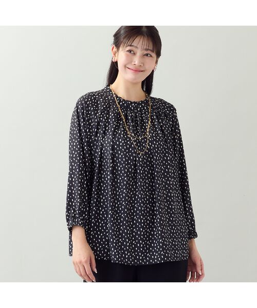 missel / ミゼール シャツ・ブラウス | 【人気デザイン・洗える・3Lサイズあり】変形ドット柄ギャザーブラウス | 詳細9