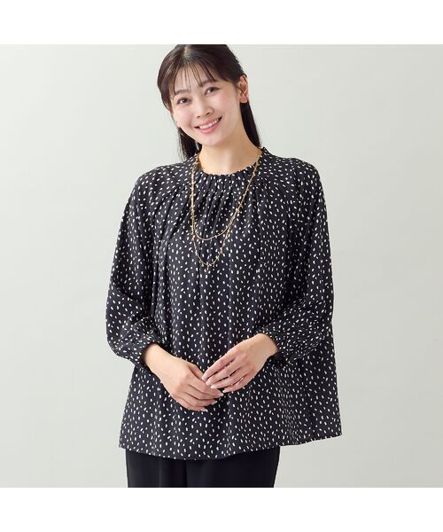 missel / ミゼール シャツ・ブラウス | 【人気デザイン・洗える・3Lサイズあり】変形ドット柄ギャザーブラウス | 詳細13