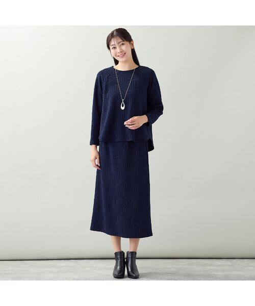 missel / ミゼール ミニ・ひざ丈スカート | 【洗える・セットアップ可・3Lサイズあり】幾何柄ジャカードニットスカート | 詳細13
