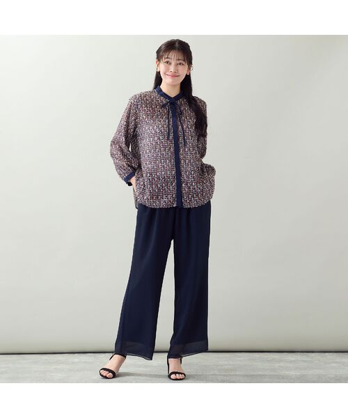 missel / ミゼール その他パンツ | 【新色追加・洗える・セットアップ可・L~4Lサイズ】ジョーゼットセミワイドパンツ | 詳細7