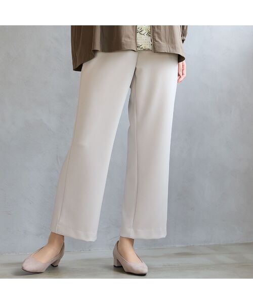 missel / ミゼール その他パンツ | 【洗える・快適ストレッチ・日本製・L~4L】イージーセミワイドストレートパンツ(ベージュ)