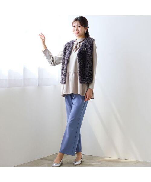 missel / ミゼール その他パンツ | 【洗える・美脚シルエット・L~4Lサイズ】サーモサキソニーセミフレアパンツ | 詳細14