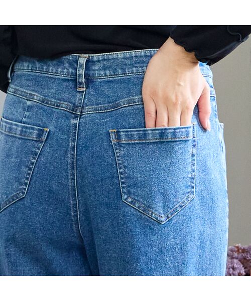 missel / ミゼール デニムパンツ | 【洗える・M～3Lサイズ】ビジューモチーフ付きデニムパンツ | 詳細6