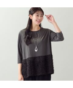 missel / ミゼール カットソー | 【洗える・L～3Lサイズ】ヘムカットジャカードトップス