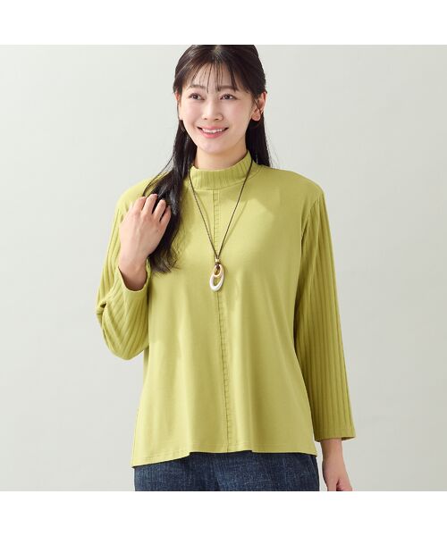 missel / ミゼール カットソー | 【洗える・一部カラーアンサンブル可・L～4Lサイズ】ベア天×針抜きカットソー（イエロー）