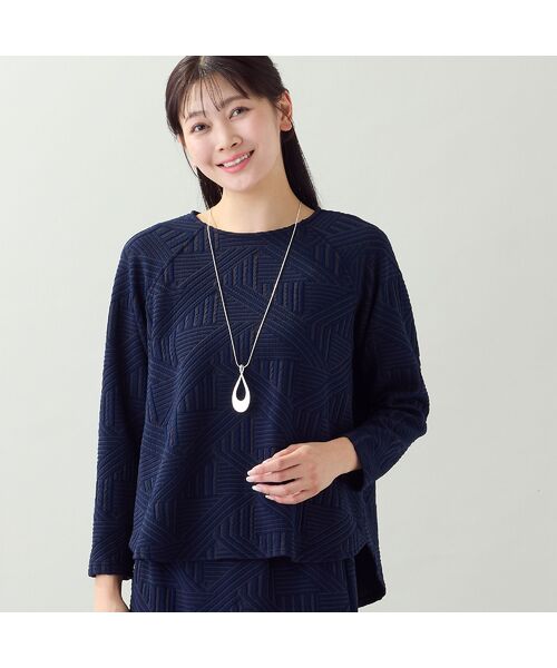 missel / ミゼール カットソー | 【洗える・セットアップ可・3Lサイズあり】幾何柄ジャカードニットプルオーバー | 詳細9