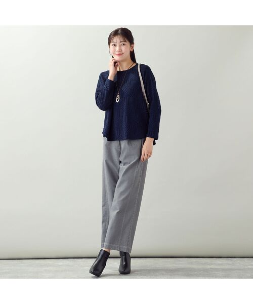 missel / ミゼール カットソー | 【洗える・セットアップ可・3Lサイズあり】幾何柄ジャカードニットプルオーバー | 詳細15
