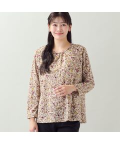 missel / ミゼール カットソー | 【洗える・日本製・L～4Lサイズ】シャイニーリーフ柄カットソー